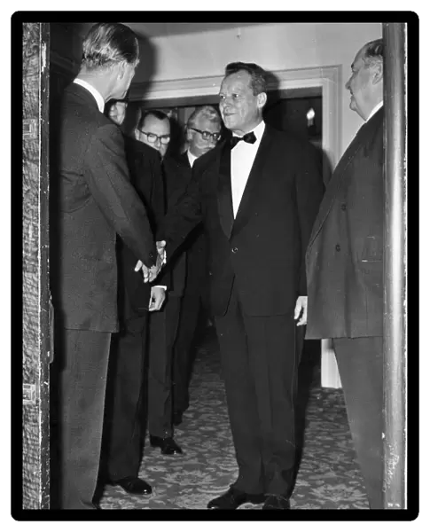 Willy Brandt Mayor of West Berlin pictured shaking hands with Prince Philip. October 1962