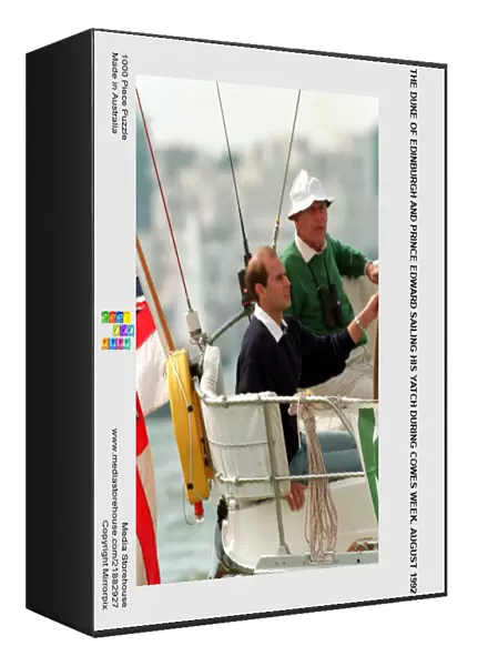 THE DUKE OF EDINBURGH AND PRINCE EDWARD SAILING HIS YATCH DURING COWES WEEK. AUGUST 1992