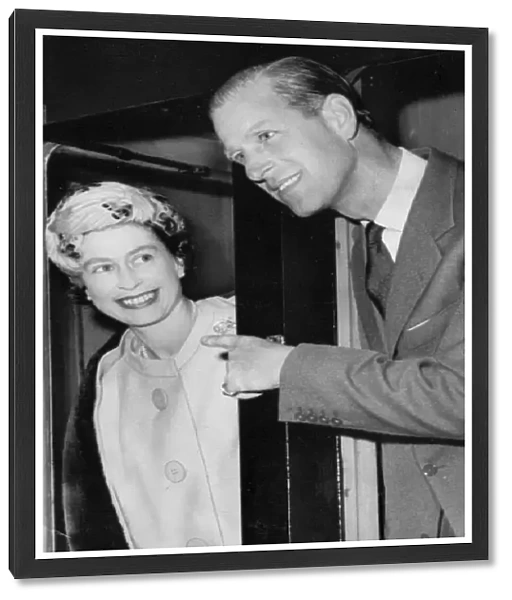The Queen and Prince Philip on board the Royal Train. 15th October 1960