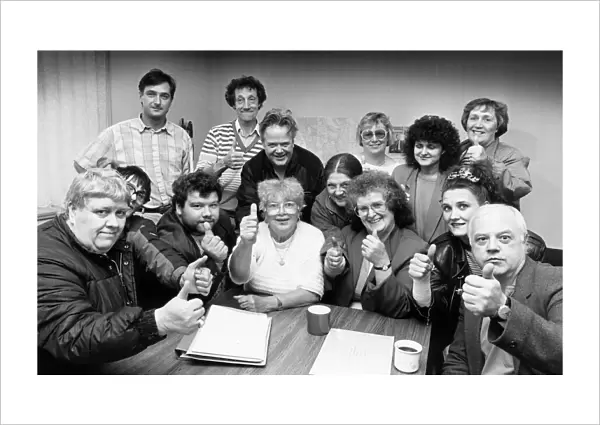 A happy band of Kirkby Carers at their meeting. Kirkby, Knowsley, Merseyside. June 1989