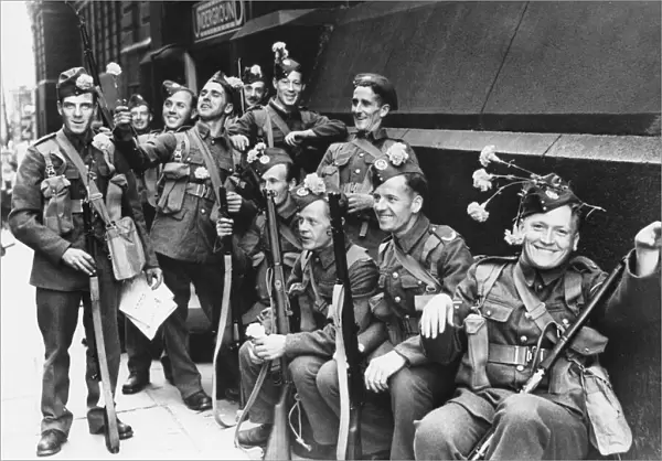 British soldiers leave for France during World War 2. Circa 1940s
