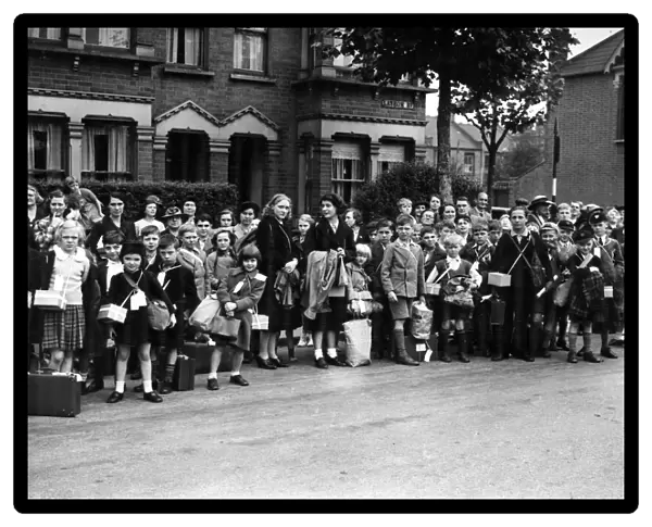 Children evacuated from Lathom Road, East London during World War II. Circa 1939