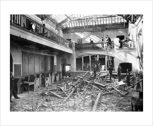 Interior of a girls High School in Wallasey showing the assembly hall where the bomb
