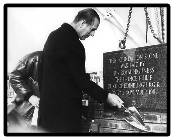 The Duke of Edinburgh. Prince Philip lays the foundation stone at the Stoke Mandeville