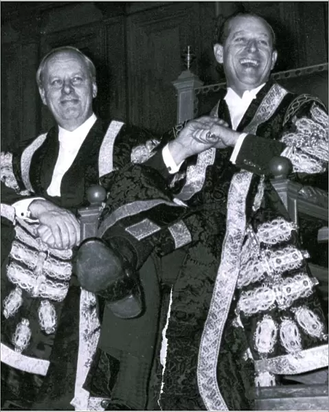 Prince Philip pictured laughing, during the installation of a new rector. February 1969