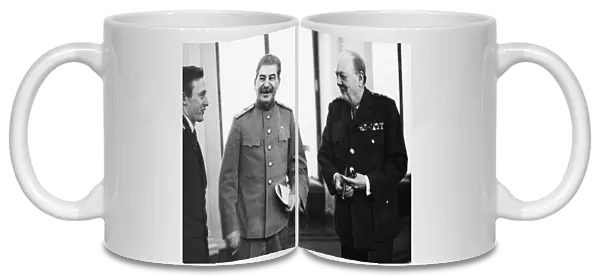 Stalin and Churchill in the conference room at Yalta during the Second World War