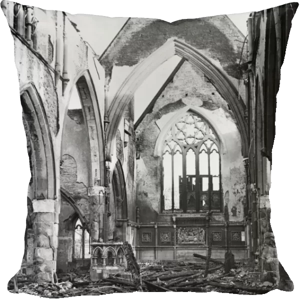 Scene showing the bomb damage to St. Marks church in Sheffield following an air raid by