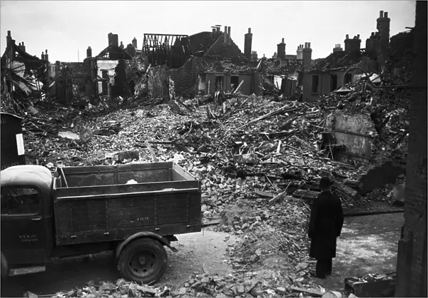 Bomb damage to Plymouth following a tip an run raid by Luftwaffe fighter bomber aircraft