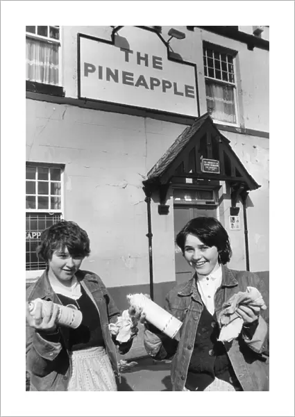 Angela Duffy and Michelle Whitley who helped with the graffiti clean up of the Pineapple