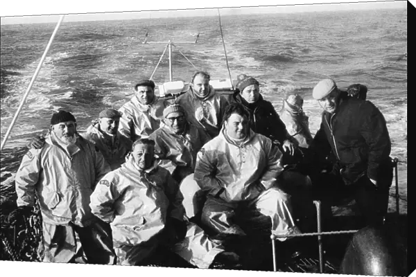 Coxswain Derek Scott with the crew of the Mumbles lifeboat