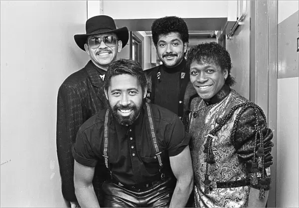 The Commodores seen here backstage at the Leas Cliff Hall, Folkestone. 18th April 1989