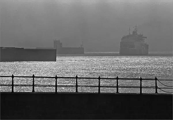 A P&O cross channel ferry leaves Dover Harbour bound for Calais 23rd April 1990