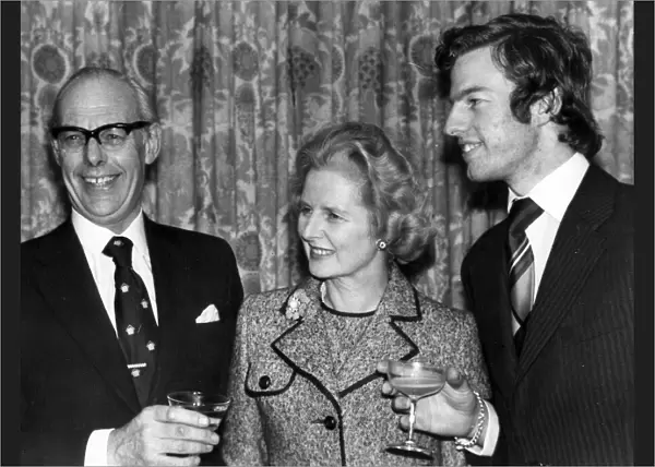 Margaret Thatcher with husband Denis and son Mark celebrating her election as leader of