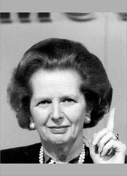 Margaret Thatcher at conference smiling - June 1987