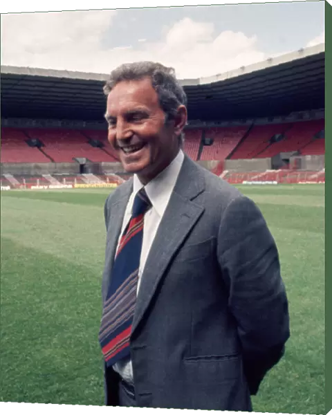 New Manchester United manager Dave Sexton at Old Trafford shortly after taking charge