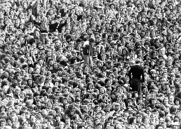 Crowds of football fans at St. Jamess Park in 1977