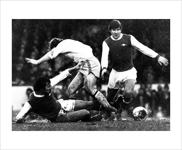 Malcolm McDonald Football Player of Arsenal - and Alan Hudson in action against