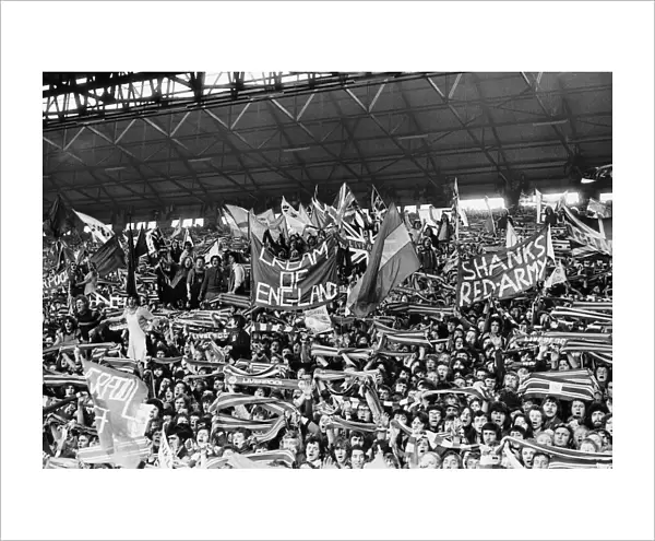 Liverpool fans syupporters in the Kop during a league match against Leicester City