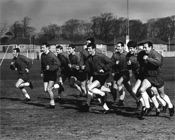 Liverpool team training session at Underwood, Liverpool March 1967