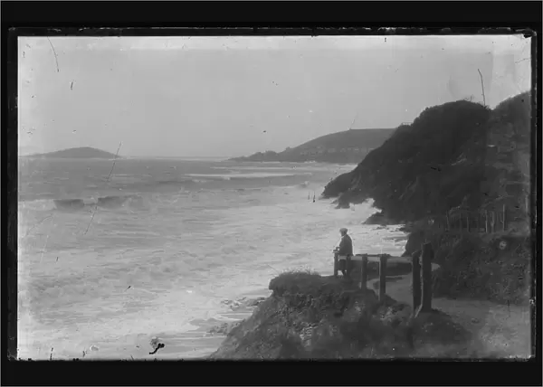 Stormy sea with Looe Island & Hannafore from Plaidy