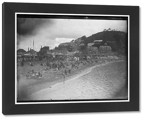 East Looe Beach & seafront with crowds