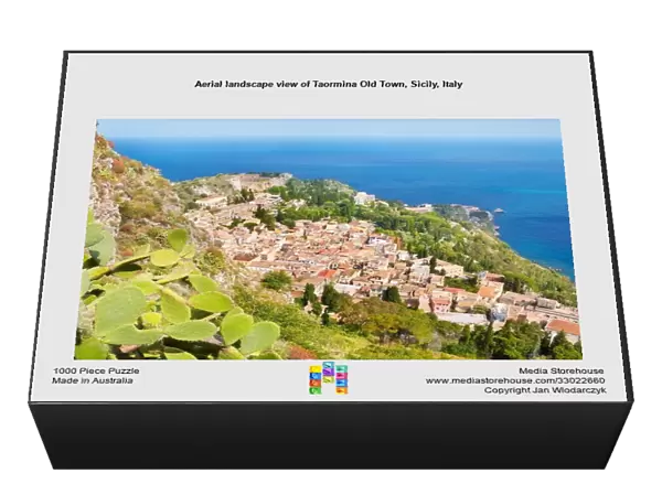 Aerial landscape view of Taormina Old Town, Sicily, Italy