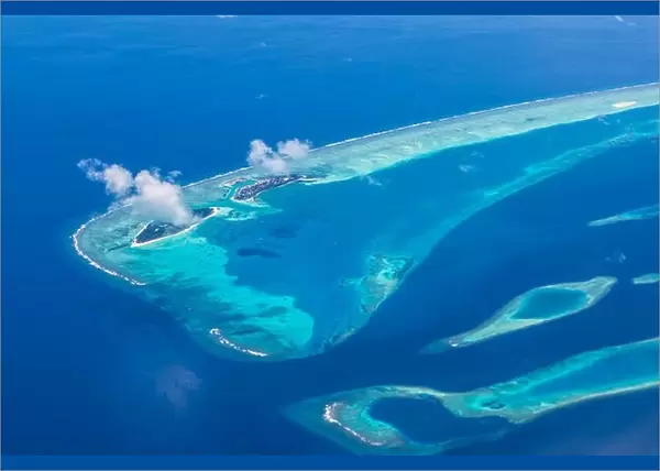 Aerial view on Maldives island