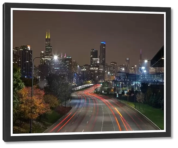 City of Chicago. Image of modern dynamic city of Chicago at night