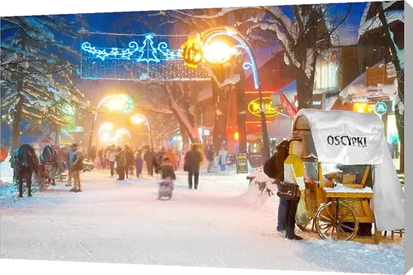 Winter snow city at Christmas Time in Zakopane, Poland