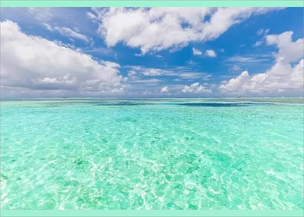 Perfect sky and water of ocean. Tropical sea under the blue sky