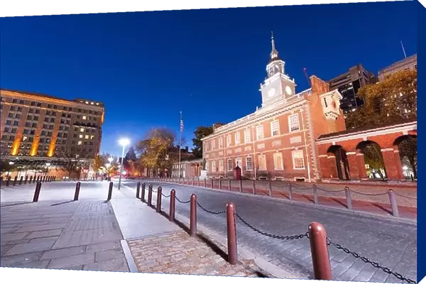 Philadelphia, Pennsylvania, USA at Independence Hall during the evening