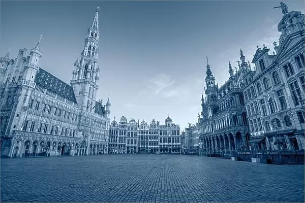 Brussels, Belgium. Toned cityscape image of Brussels with Grand Place at sunrise