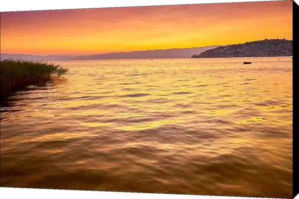 Ohrid Lake at sunset time, Macedonia