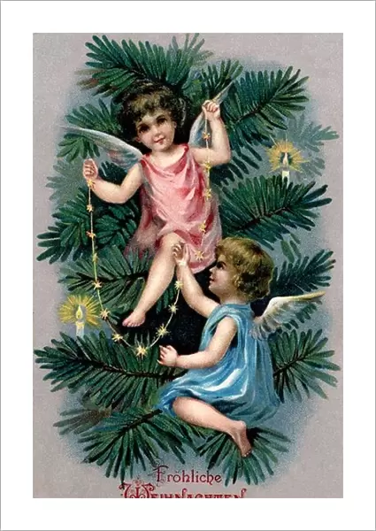 Christmas tree decorated with angels