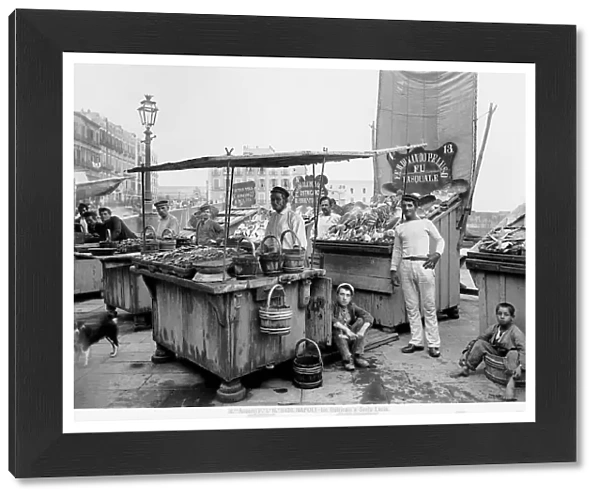 'Ostricaio': Fish and oyster sellers on the waterfront of Santa Lucia in Naples