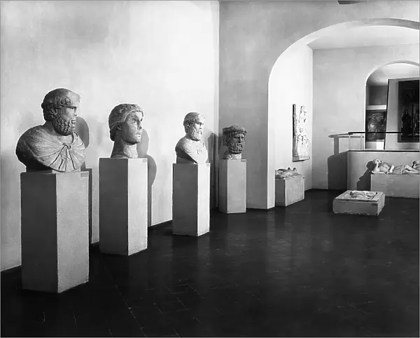Busts displayed in a room of the Museo Campano in Capua