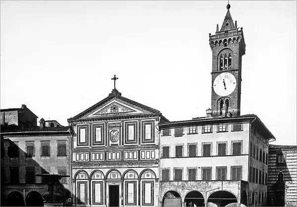 View with people of the Piazza of the Cathedral of S. Andrea in Empoli with the faade of the Collegiate Church in the center