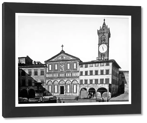 View with people of the Piazza of the Cathedral of S. Andrea in Empoli with the faade of the Collegiate Church in the center