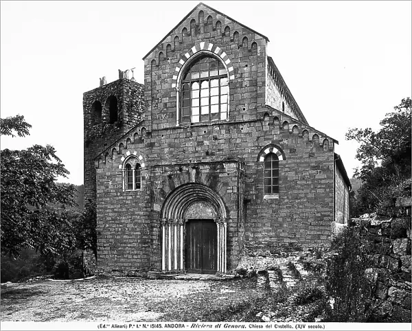 The faade of the Church of S. Giacomo and Filippo in the environs of Andora Castle, Province of Savona