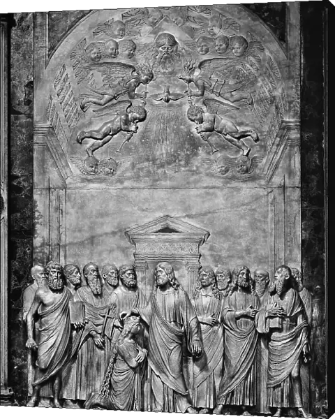 The Coronation of the Virgin Mary. Bas-relief by Tullio Lombardo, in the Church of San Giovanni Crisostomo, in Venice