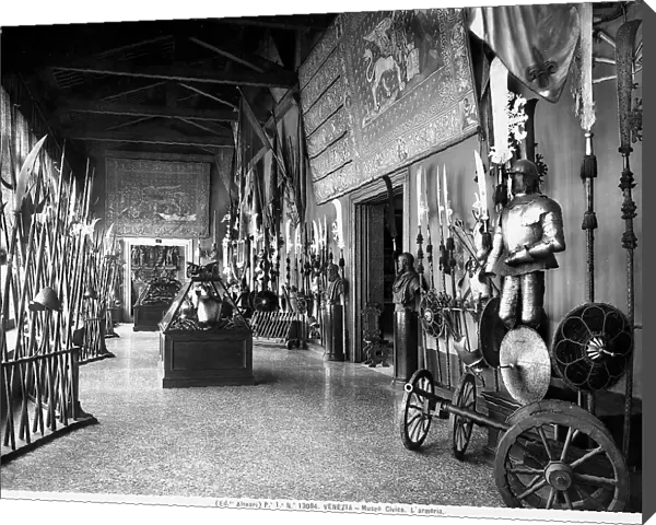 The armory, a room filled with weapons and suits of armor from different periods and origin, in the Correr Museum in Venice