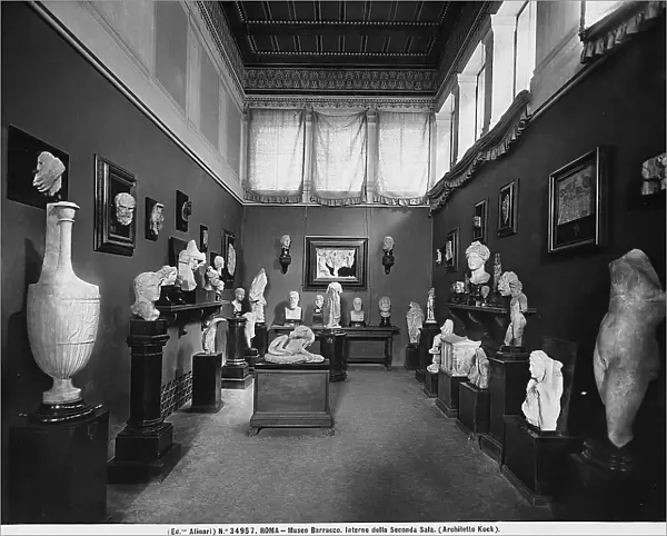The second exhibition room with ancient sculpture from the first Barracco Museum, built by Gaetano Koch. Rome