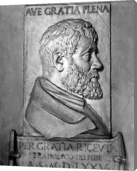 Portrait of Francesco del Fede. High relief of Francesco da San Gallo preserved in the Church of Santa Maria Primerana in Fiesole
