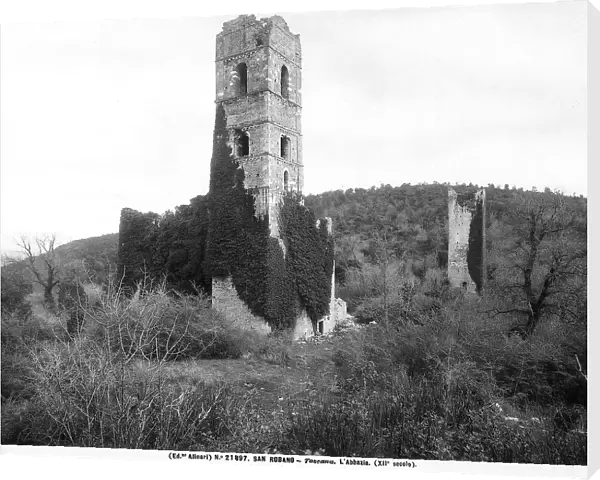 The remains of the bell tower of San Rabano Abbey near Grosseto