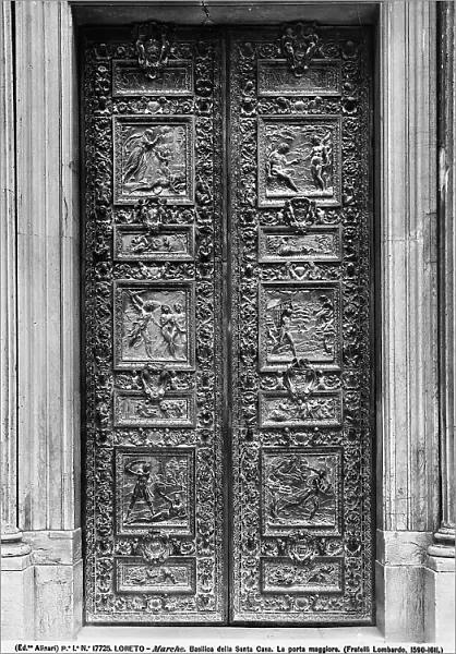 The central door of the Sanctuary of the santa Casa in Loreto, in bronze by Antonio Lombardo and sons