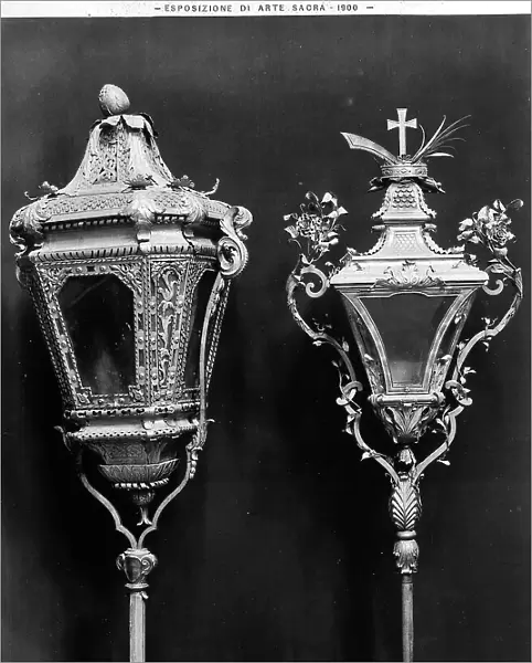Two procession lanterns preserved in the Madonna of the Gallery Church, Bologna
