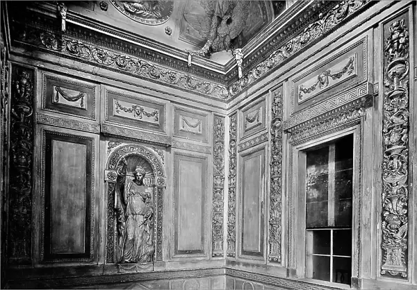 Upper part of the opening of the large staircase of Palazzo Berti-Pichat in Bologna