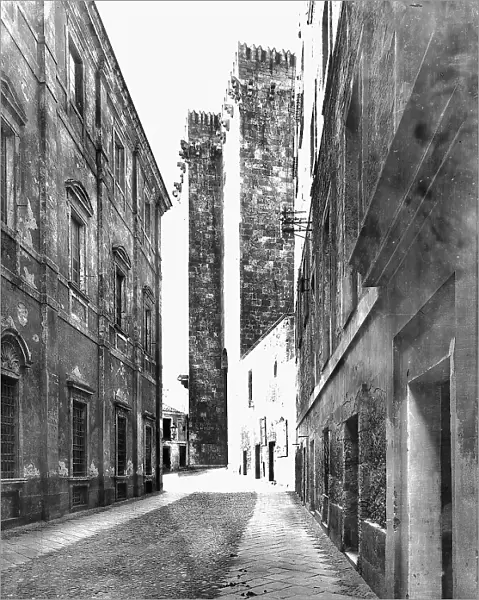 Vittorio Alinari's first journey: the Elephant Tower, seen from Via dell'Universit, in the historic center of Cagliari