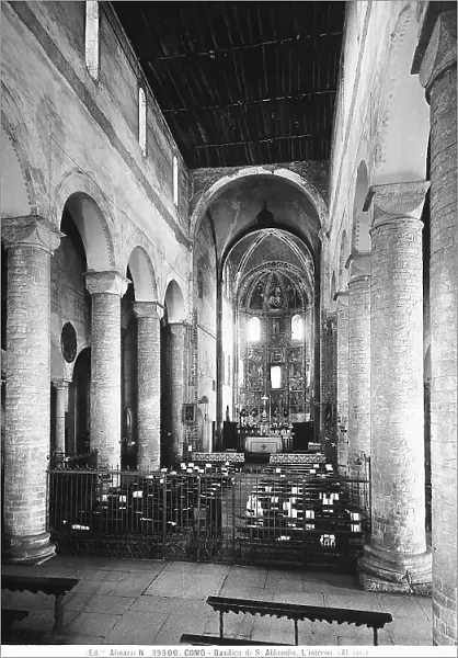 View of the central nave in the Church of St. Abbondio in Como