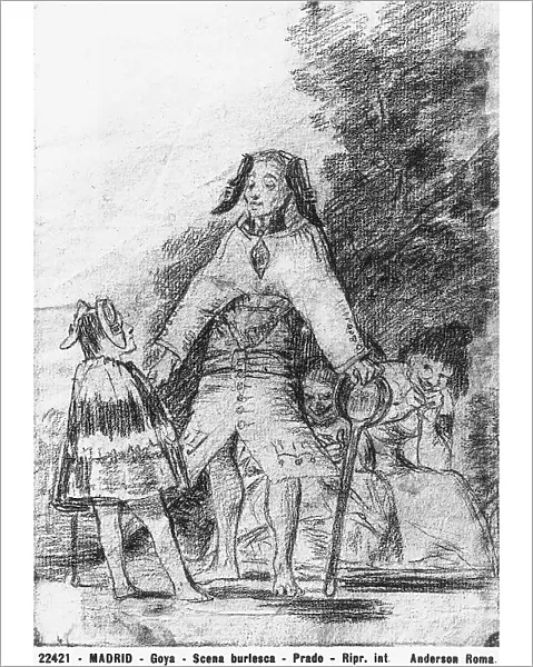 Farcical scene; satirical drawing by Francisco Goya, in the Prado Museum in Madrid